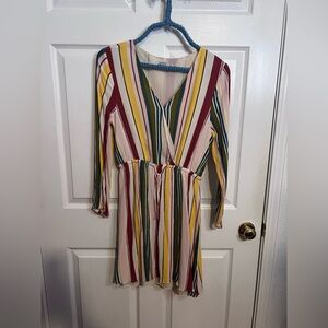 Vibrant Striped Long Sleeve Dress